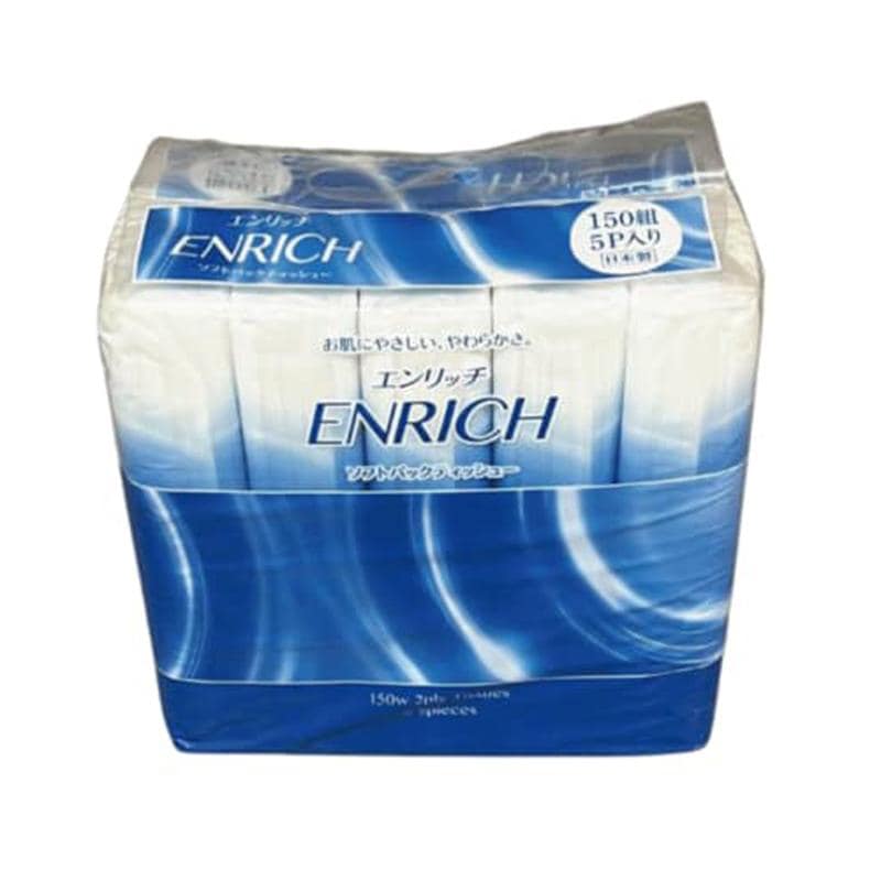 ソフトパックティッシュ 坪野谷紙業 エンリッチ 150W 5個入り X24パック