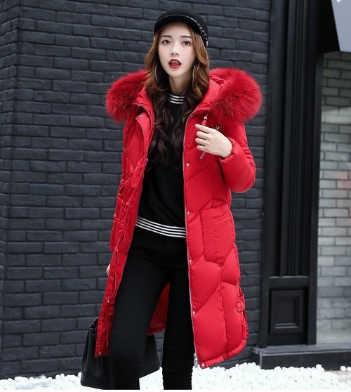 5238.ファーフード付きダウンコート（レッド）2019 春夏 sale 春夏 sale アウター ジャケット 美ライン おしゃれ きれいめ オフィス ビジネス お出かけ パーティー 女子会 普段使い 100,000円
