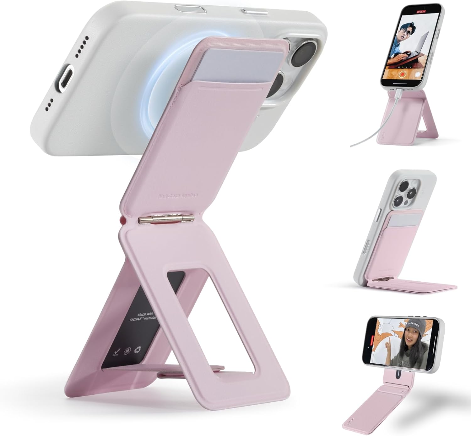 スマホスタンド 8-in-1多機能 カードケース付き MagSafe対応/NFC/Suica/タッチ決済対応 iPhoneシリーズ全機種対応 強力磁力＆アイアンリング付き 薄型・軽量・折りたたみ式 多