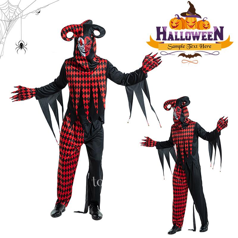 短纳期ハロウィン 衣装 ピエロ 男性 メンズ 幽霊 悪魔 コスチューム 仮装 変装 コスプレ衣装 パーティー ステージ 舞台演出服 変身 イベント ハロウィン仮装 パーティーグッズ