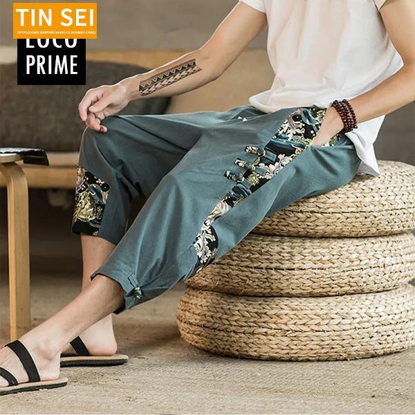 サルエル ワイドパンツ メンズ ジョガーパンツ ゆったり 細身 リネンパンツ 七分丈 ボトムス サルエルパンツ 通気性 薄手 かっこいい 大きいサイズ お洒落