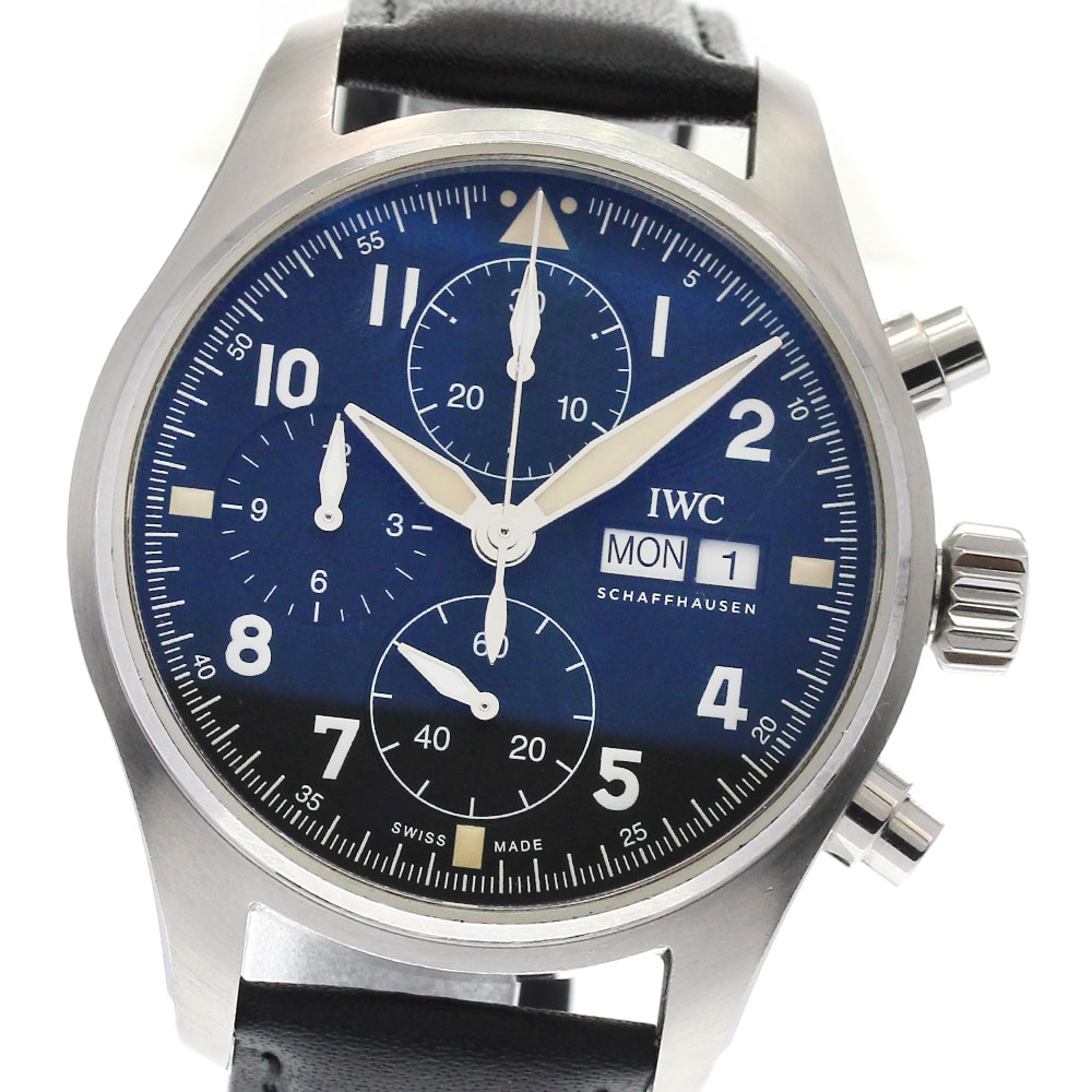 IWC IWC SCHAFFHAUSEN IW387901 パイロットウォッチ スピットファイヤ クロノグラフ デイデイト 自動巻き メンズ 箱・保証書付き_823510【中古】