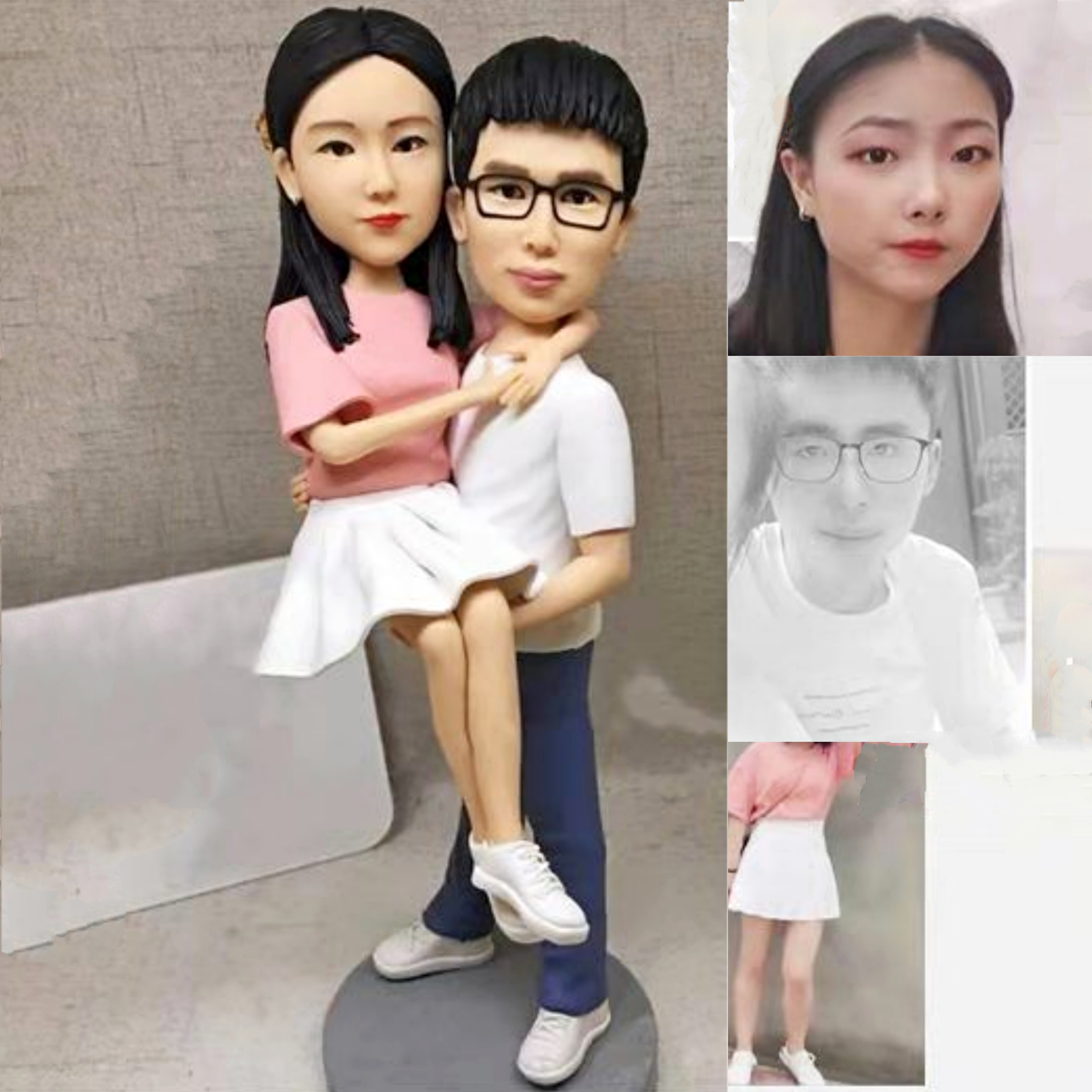 【オーダーメイド】3D肖像画似顔絵人形/結婚祝い記念日誕生日プレゼントに//カップル夫婦父母親154