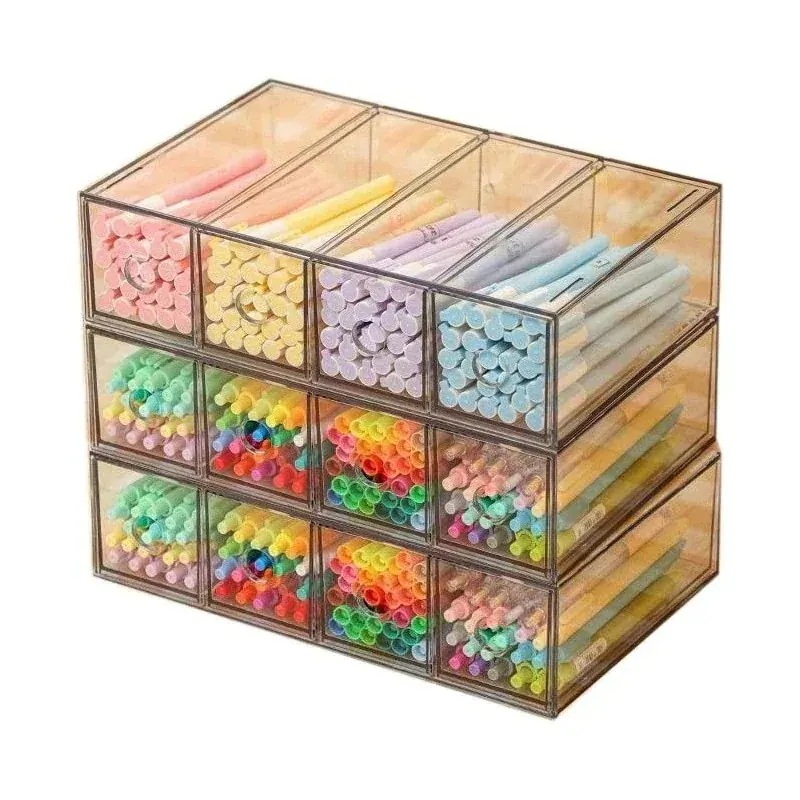 コスメボックス 4段ペン収納文房具収納アクセサリー収納[アイブロウ収納コスメ収納]SNSの大人気 コスメボックス 大容量 引き出しメイク収納=リップスティック収納ボックス口紅収80