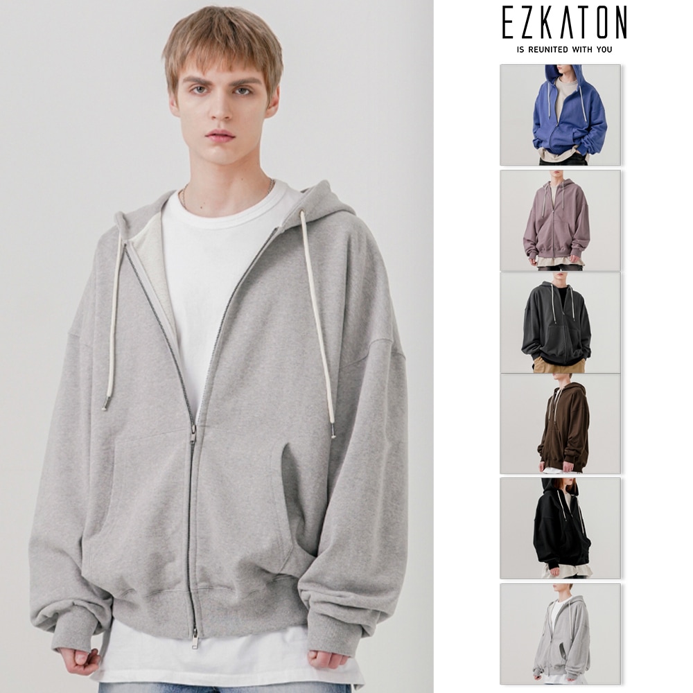 [EZKATON] Over Drop Heavy Cotton Hood Zip-Up