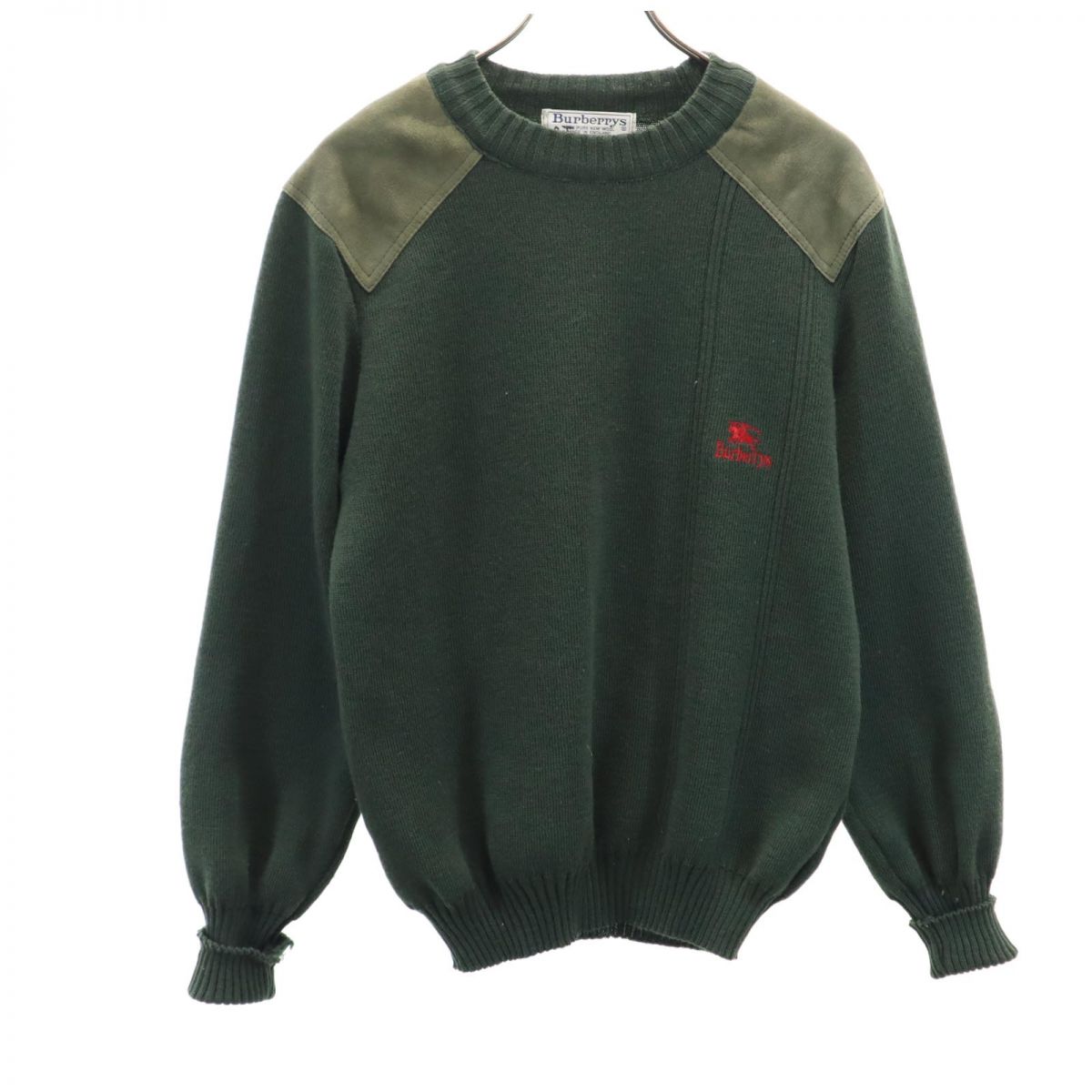 バーバリーズ 90s イギリス製 オールド コンバットニット 長袖 エルボーパッチ セーター S カーキ系 Burberrys ニット メンズ 11,537円