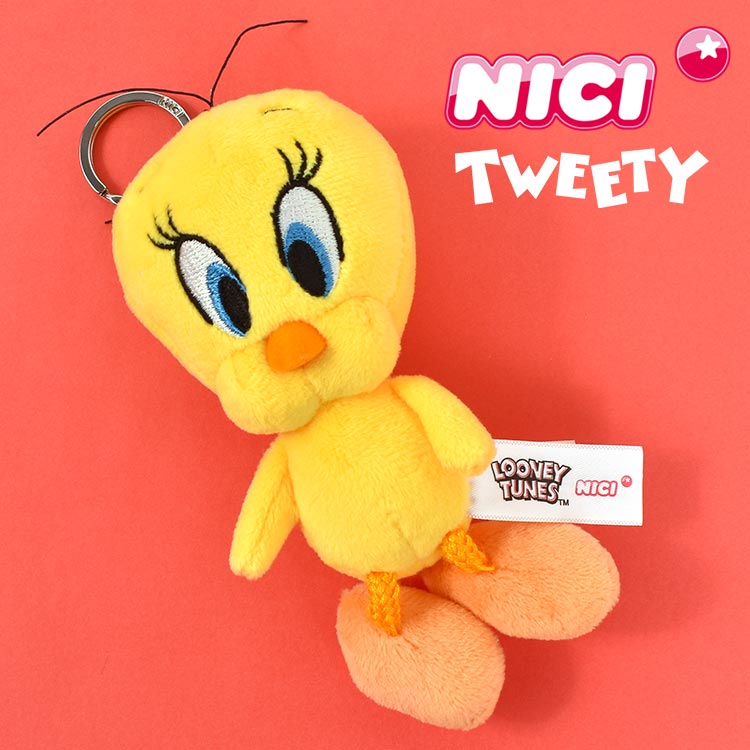 トゥイティー　ぬいぐるみ　マスコットキーホルダーTweety Qoo10] NICI キーホルダー トゥイーティー かわいい