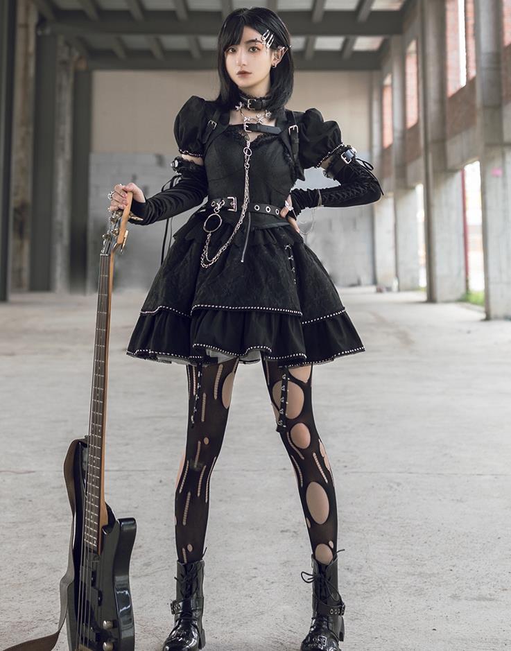 120【新作登場 最安値】 ロリータ 　ワンピース　ロック姫黒姫　ゴスロリ コスプレ メイド服 コスチューム 文化祭 学園祭 衣装 仮装 ハロウィン おすすめ 可愛い 長袖 ドレス　日常　写