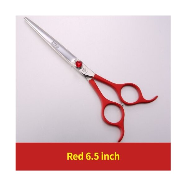 フェニスプロフェッショナルカラフルな6.5インチペット犬小動物グルーミングヘアカットストレートハサミ Red 6.5 inch