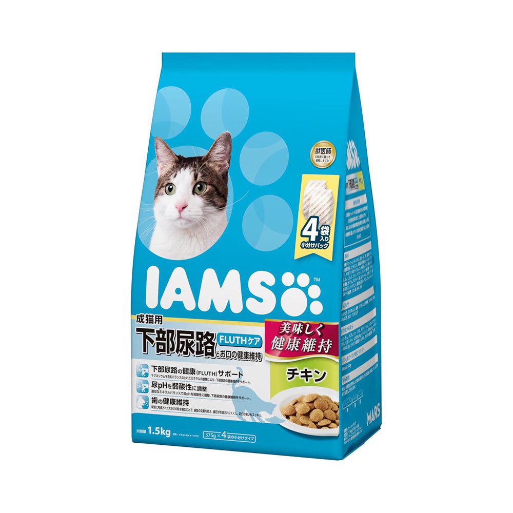 キャットフード　成猫用　下部尿路とお口の健康維持　チキン　１．５ｋｇX３袋　正規品　ＩＡＭＳ　お一人様３点限り　ＣＲＣ35―07―50―02―08
