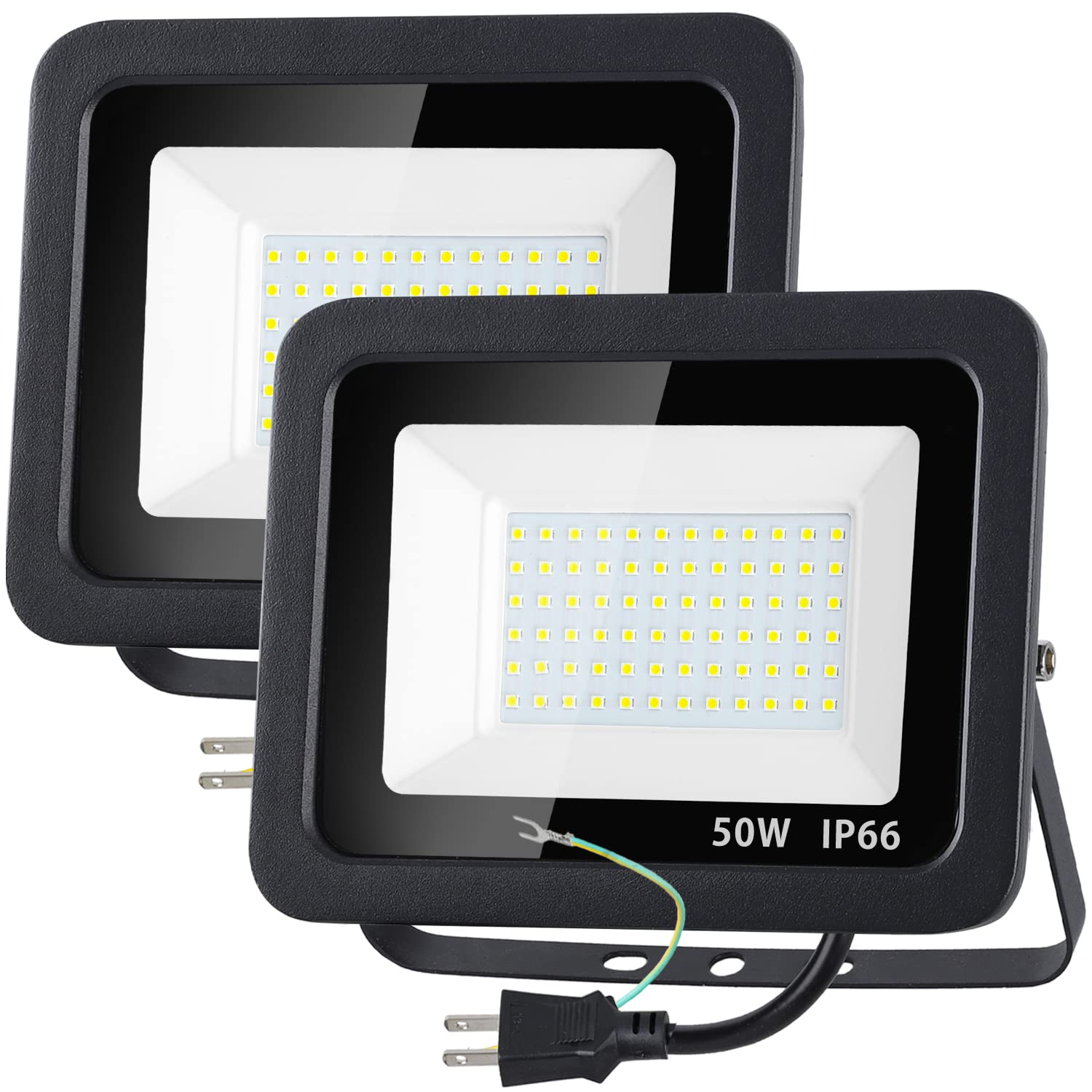 LED投光器 屋外 作業灯 50W【2個セット】850W相当 昼光色 LEDチップ IP66防水 2Mコード アース付きプラグ 屋外照明 とうこうき PSE認証済