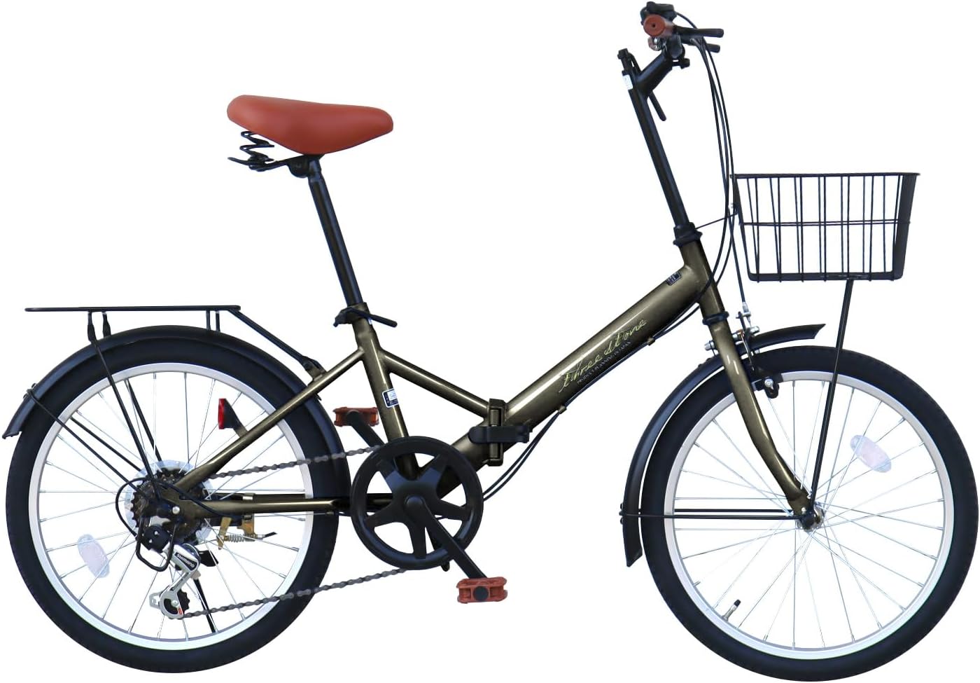 折りたたみ自転車 自転車 20インチ AJ-08C 荷台付き シマノ6段ギア カゴ ライト ワイヤーロック錠 プレゼント 通勤 通学 街乗り