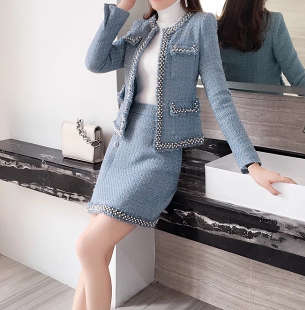 レディース スカート トップス ジャケット ボトムス セットアップ ノーカラージャケット ツーピーストップス ミニ 膝上 長袖 タイト スリム 細身 フェミニン ツイード 大人可愛い きれいめ 上品