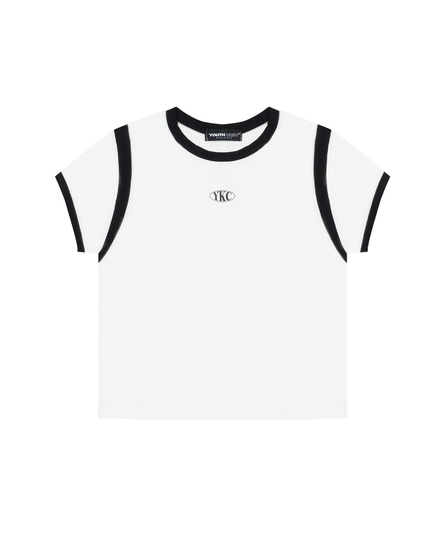 YK Oval Slim Crop Tee-White