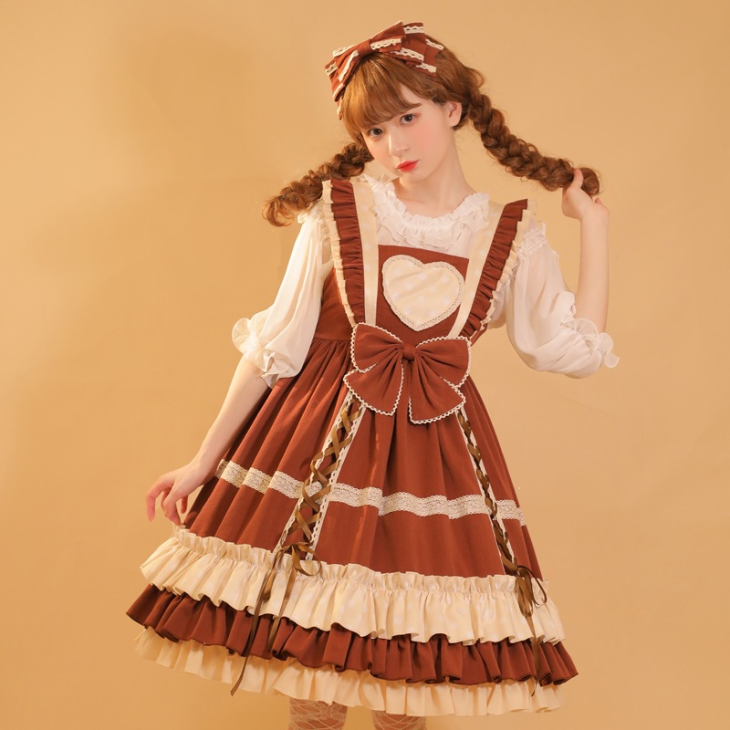 JSKロリータジャンパースカート レッドワンピース ドレスギフトプレゼントセーラー服コスプレ かわいい レトロイベントお嬢様 蝶結び メイド学生卒業式入学式