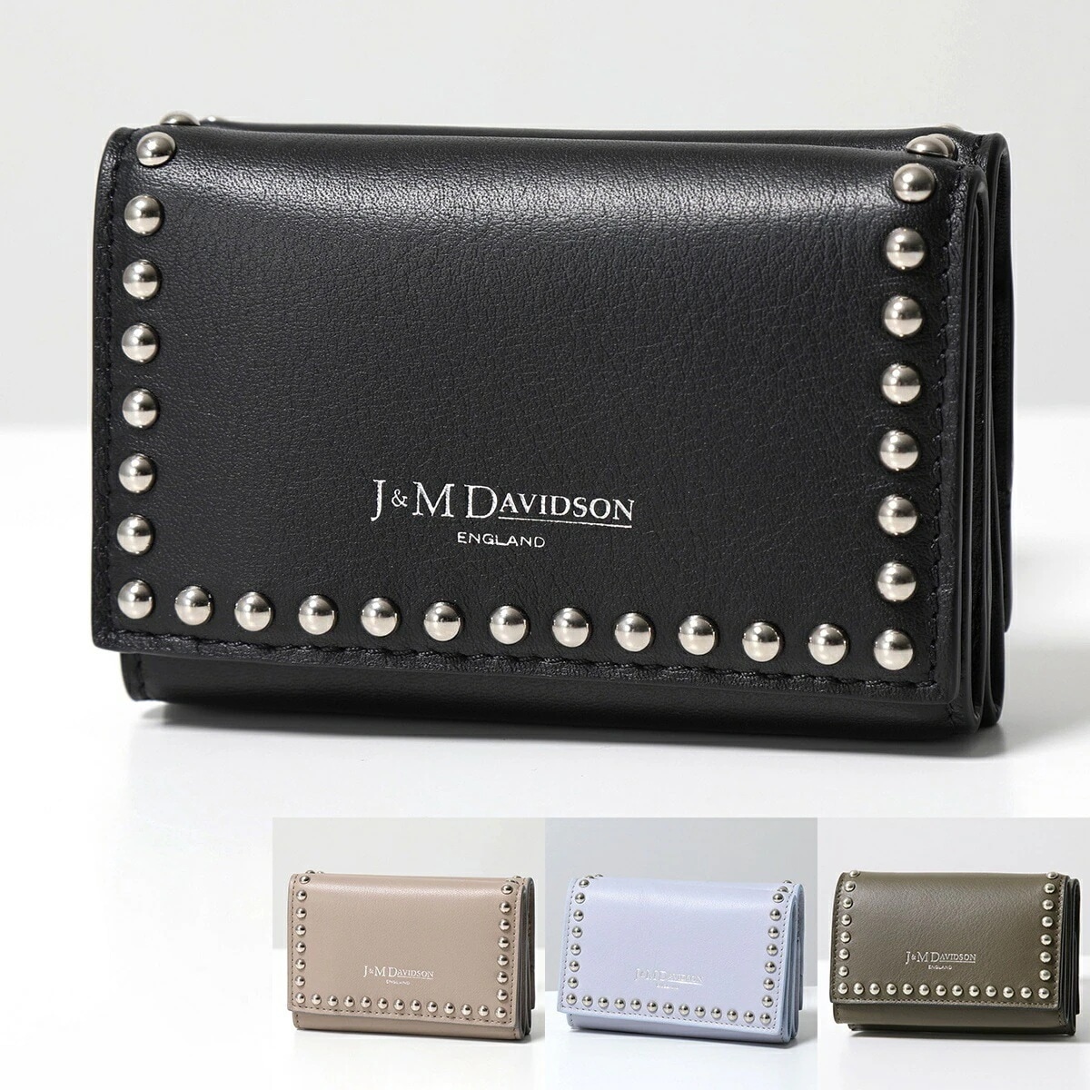 J&M DAVIDSON 三つ折り財布 FOLD WALLET WITH STUDS SFLW-1XX SFLW-1BC SCXX MCXX レディース レザー スタッズ ミニ財布 豆財布 カラー14