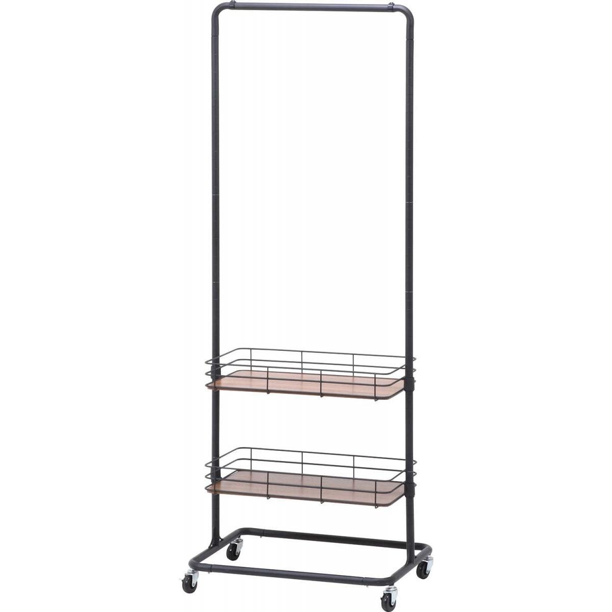 【i】 不二貿易 ハンガーラック 棚付き ブラック 奥行45cm 高さ167cm キャスター付 ビクター 16698【代引不可/北海道・沖縄・離島不可】【代引不可/沖縄・離