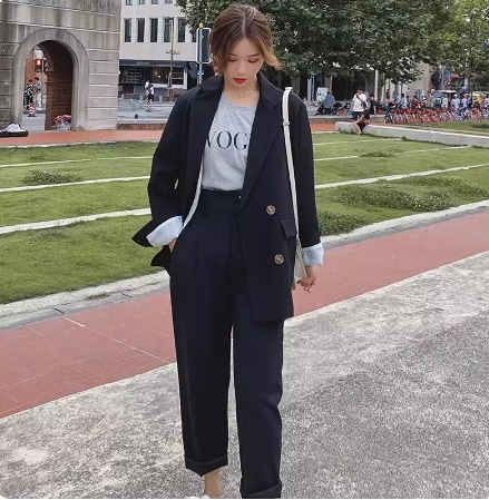 セットアップ ジャケット スラックスパンツ 長袖 2点セット スリム スマート デザイン ボタン ポケット オーバーサイズ ビッグシルエット 美ライン 2点セット ツーピース お得 2点セット 8,670円