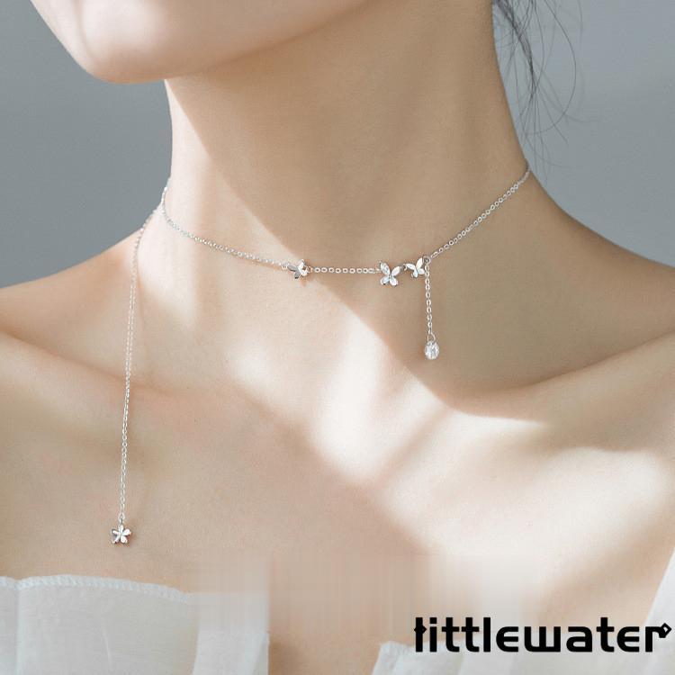 ホワイトデーのお返し ネックレス レディース 蝶々 ちょう 可愛い ラリエット プラチナ仕上げ 女性 記念日 母の日ギフト