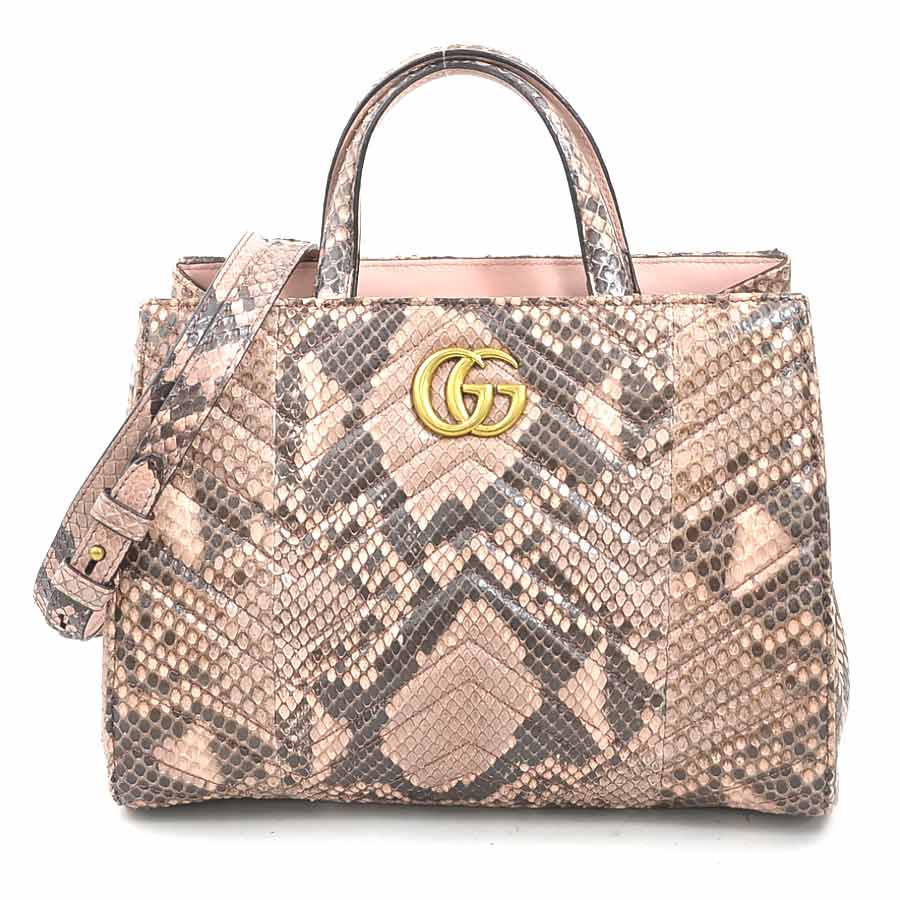 グッチ GUCCI ハンドバッグ ショルダーバッグ GGマーモント パイソン ピンク系 レディース 448054 90088a