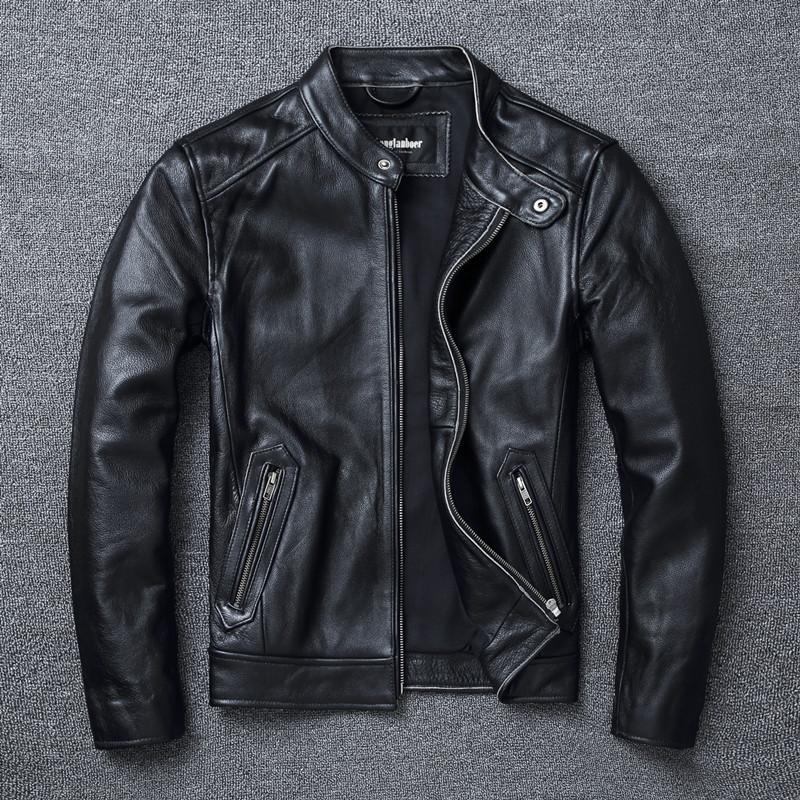本革レザージャケット皮ジャンバイクレザーライダースジャケットメンズ革ジャン牛革スタンド襟ブルゾン春秋冬春秋冬秋服バイカー