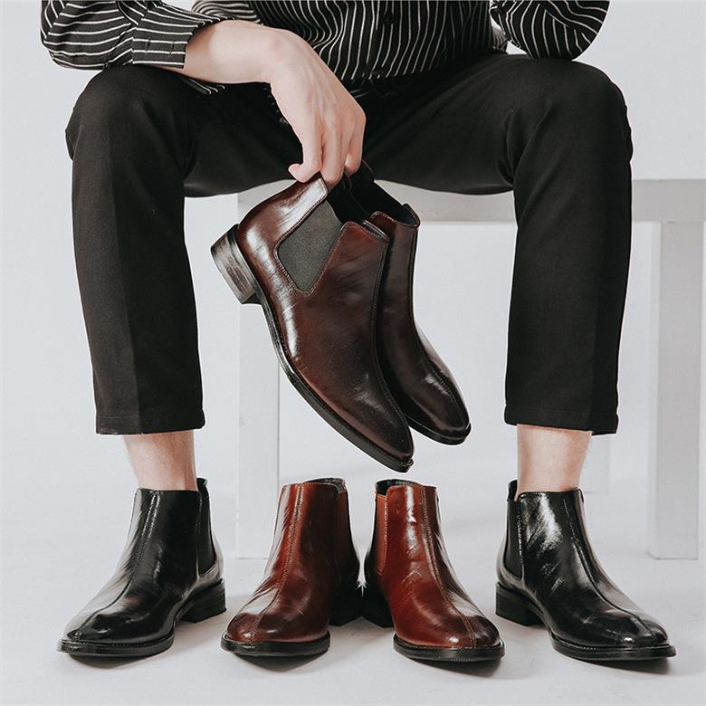 人気沸騰新柄追加 メンズ サイドゴアブーツ ショート 紳士靴 ワーク 通勤 ポインテッドトゥ ビジネスシューズ 革靴 ブーティー 男子靴