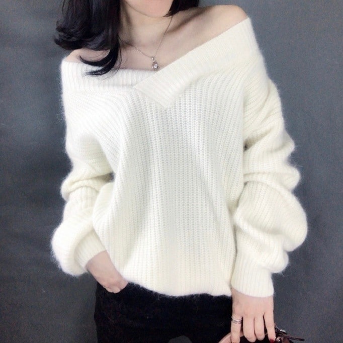 トップス セーター レギュラー丈 袖あり 長袖 ラグラン Vネック 襟なし ルーズ もこもこ ふわふわ プルオーバー 大人可愛い きれいめ シンプル カジュアル 大人 上品 お洒落 かっこいい レトロ