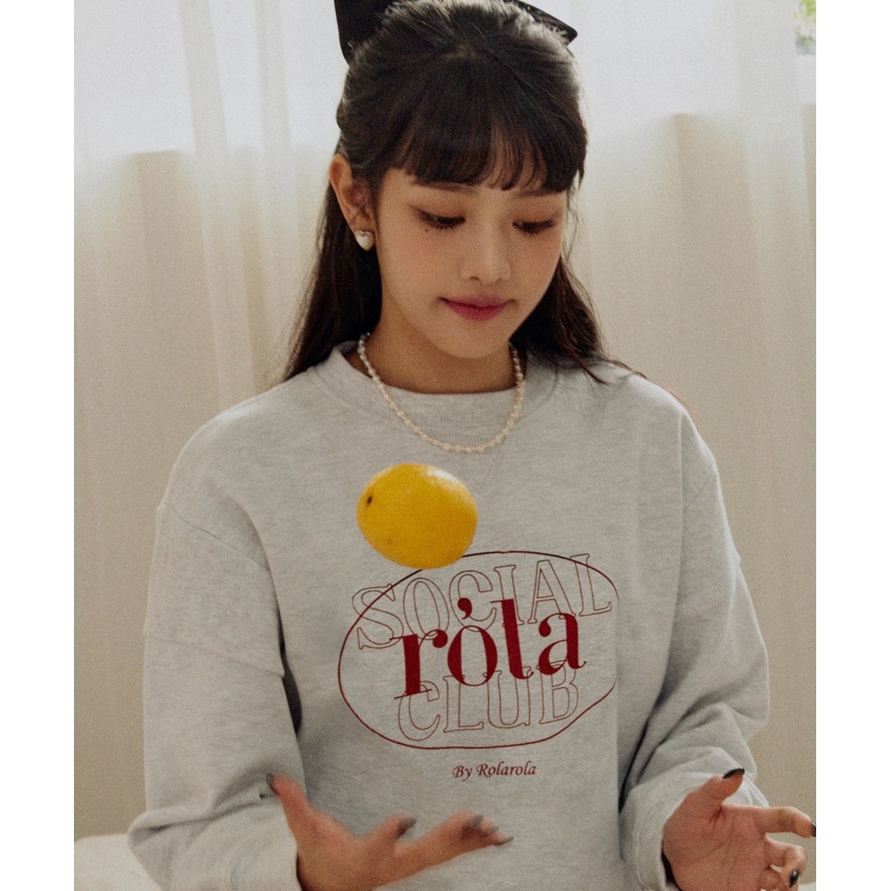 ROLAROLA アウトラインロゴ スウェットシャツ メランジグレー