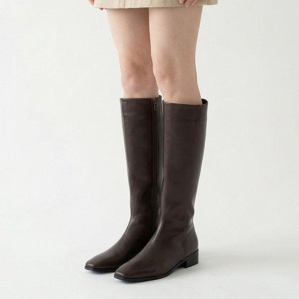 女性スクエアトゥロングブーツ3cm