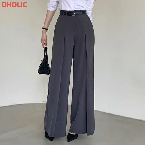 ピンタックハイウエストワイドカラーベルトスラックス・1940959