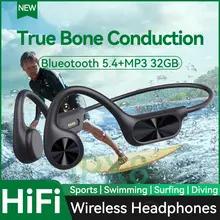 オリジナル トゥルー 骨伝導 ワイヤレス ヘッドフォン Bluetooth 5.4 32GB MP3 プレーヤー IPX8 防水 水泳 スポーツ HIFI 音楽ヘッドセット マイク付き Sony X