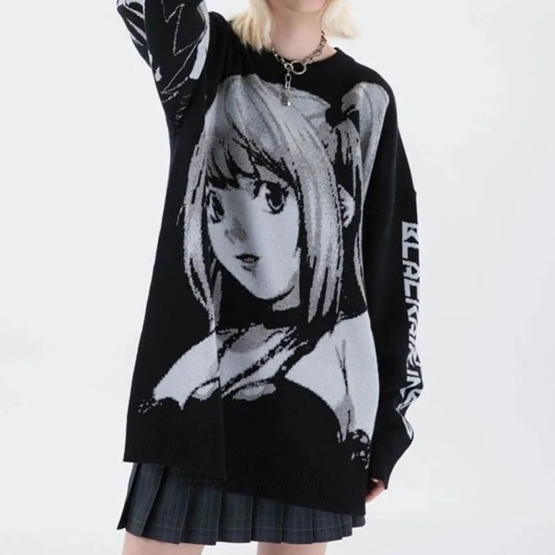 原宿-女性のヒップホップスタイルのストリートウェアTシャツ,日本のヴィンテージセーター,アニメの女の子のニットコットンセーター,2023 - AliExpress 200000345 6,497円