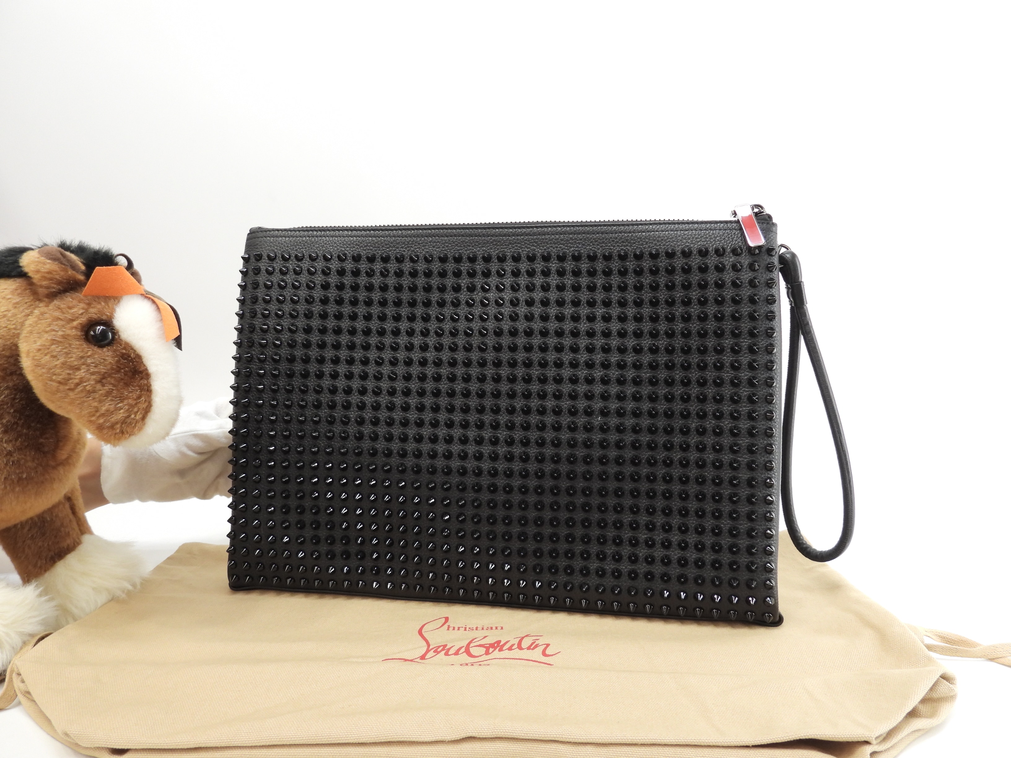 クラッチバッグ Kaloupouch レザー黒 スタッズ セカンドバッグ 未使用@ 2