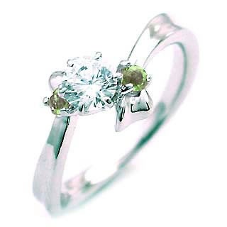 ( 8月誕生石 ) ペリドット Pt ダイヤリング（婚約指輪エンゲージリング）楽ギフ_包装02P26Mar16 440,000円