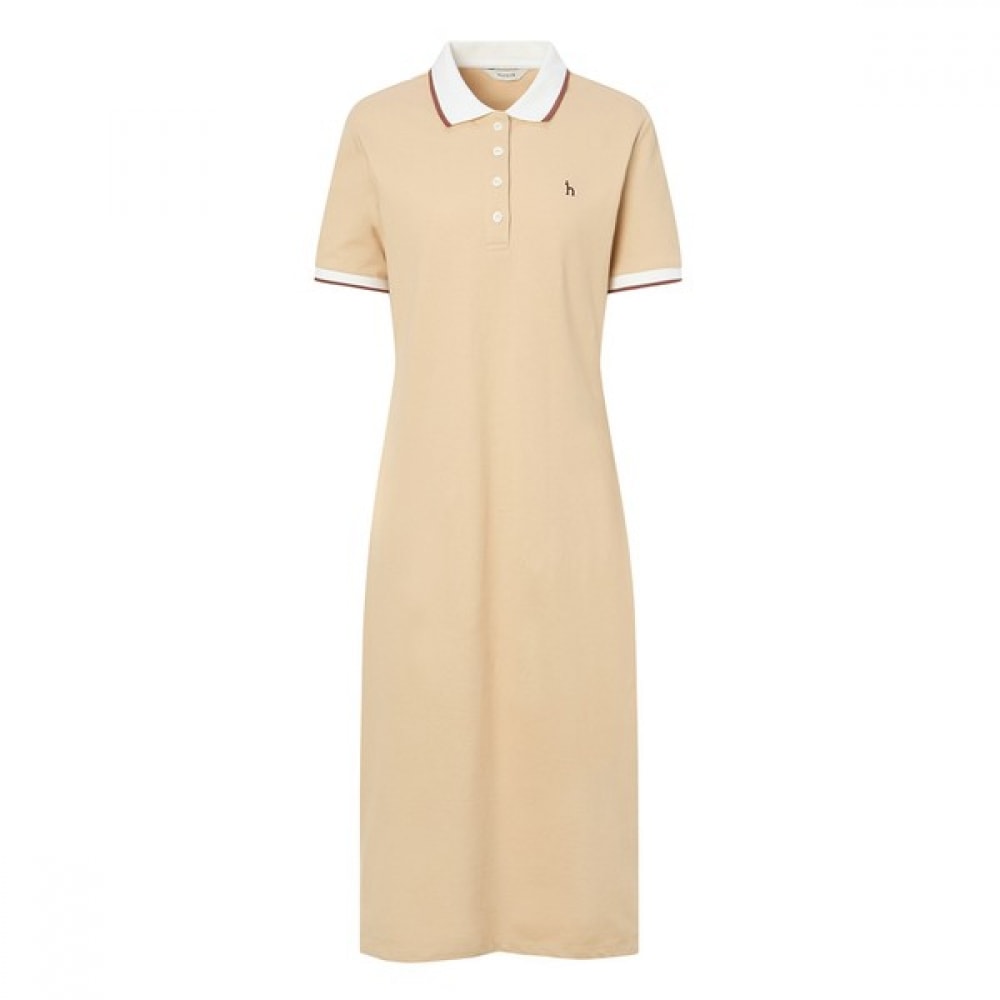 [ヘッジズレディース] 24SS ベージュカラーコットンブレンド半袖カラードレスWSDR4B407I2