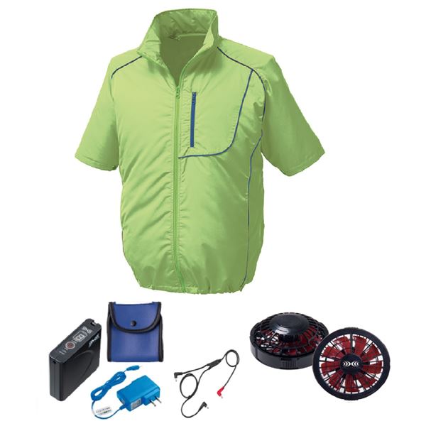 KU91720 空調服 ポリ製 半袖 FAN2200BR/LISUPER1 ライム緑xネイビー LL