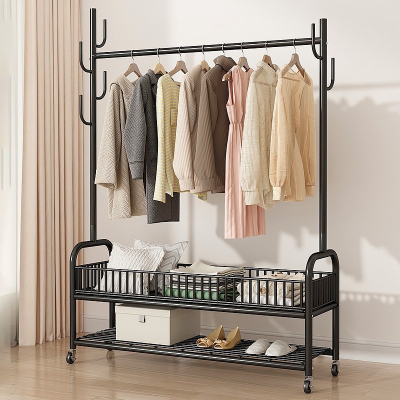 寝室や家庭用の床置き型衣類ハンガーシンプルな衣類乾燥ラック屋内バルコニー衣類乾燥ラック取り外し可能