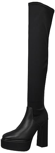 [イーボル] ファッションブーツ 厚底ストームストレッチロングブーツ BLBL