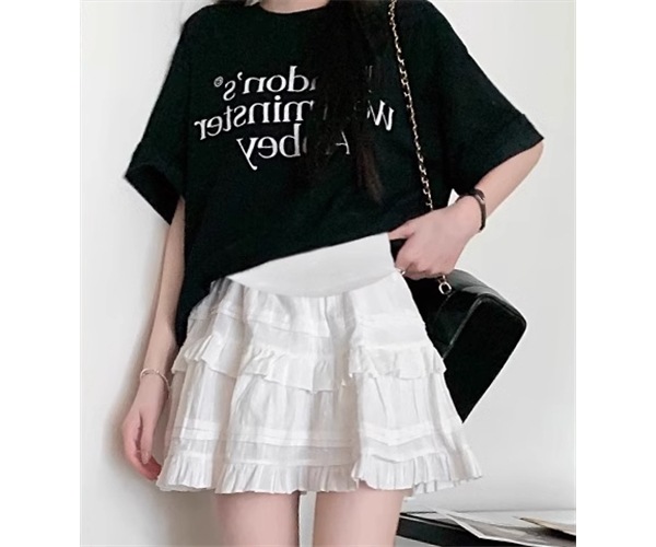 二点セット 上下セット ツーピース レディース スカート トップス カットソー プルオーバー セットアップ マタニティウェア ショートスカート ミニスカート レーススカート Tシャツ 半袖 6,421円