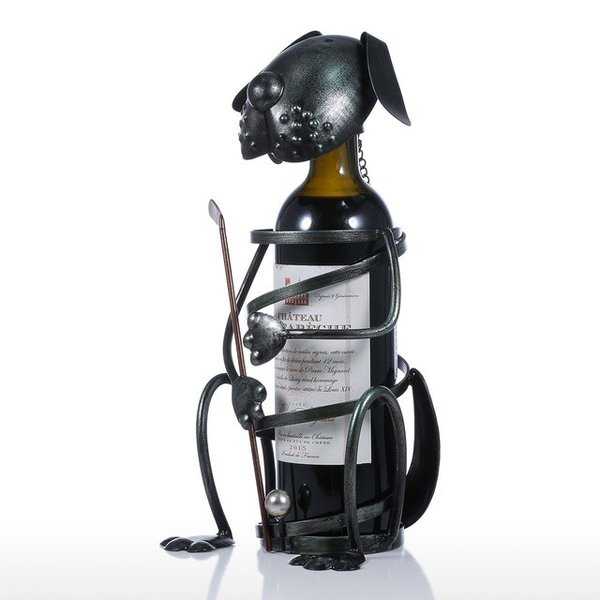 Tooarts 犬 子犬 ゴルフ ワインラック ワインホルダー ワイン 保存 金属 アンティーク 置物 装飾 インテリア オーナメント