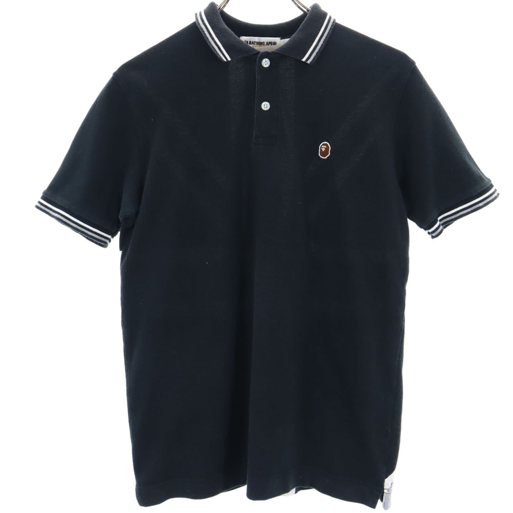 日本製 半袖 ポロシャツ S ブラック 鹿の子 ユニオンジャック メンズ