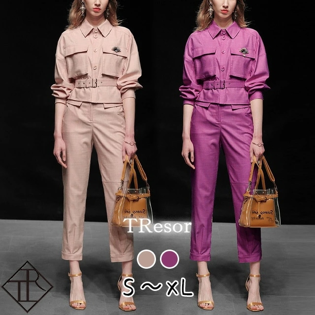 【即納】パーティードレス パンツ パンツドレス パンツスーツ パンツセットアップ フォーマル 長袖 大きいサイズ 上下セット ツーピース 大人可愛い お洒落 エレガント ベルト 上品 綺麗 カジュアル