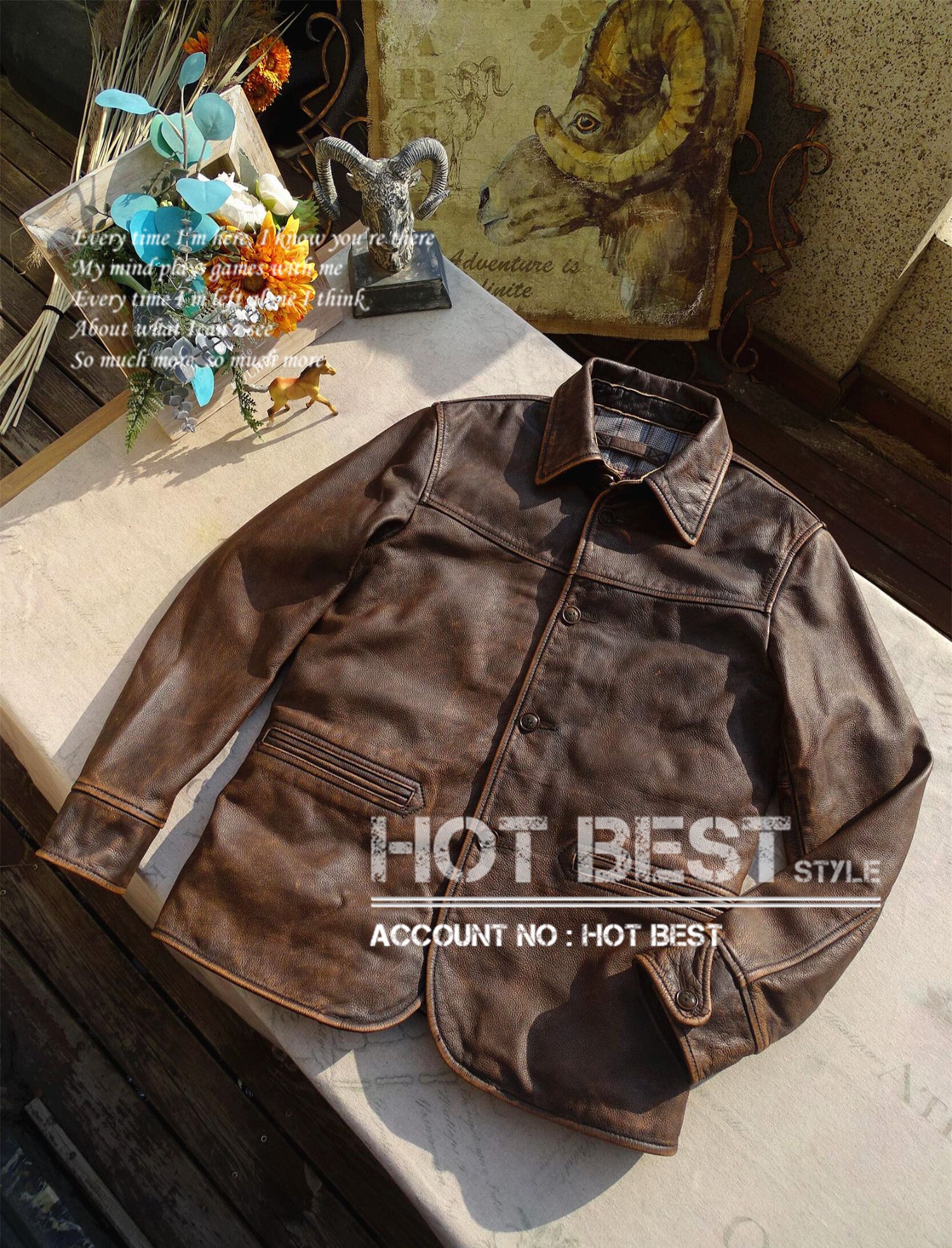 茶芯カウハイド 復刻20s スイッチヤードコート 革ジャン ワークコート ブレーキマン ウォッシュ加工 ヴィンテージ 牛革