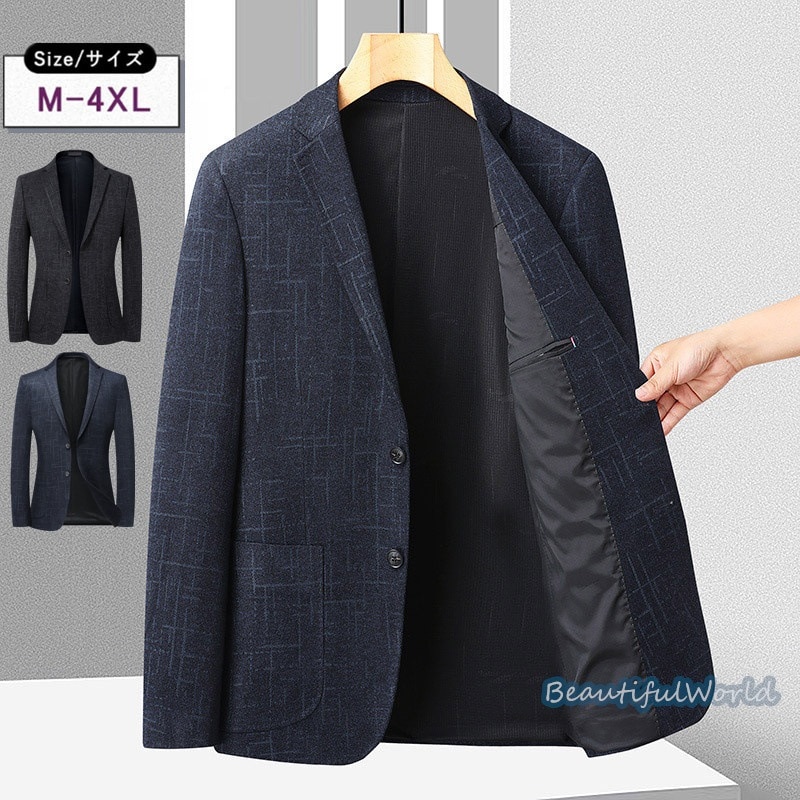 テーラードジャケット メンズ おしゃれ ブレザージャケット カジュアルスーツ チェック柄 ビジネススーツ フォマールスーツ アウター 秋冬 通勤 紳士用