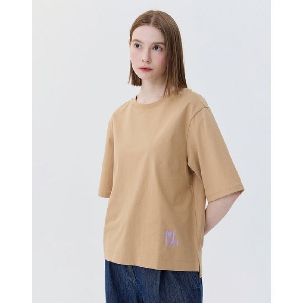 [24SS] [ベスト] [100% コットン] [クラシックセラー] ベージュコットンショートスリーブTシャツ WSTS4BC25I2