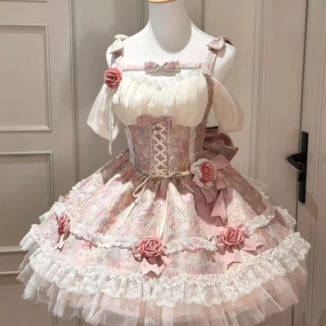 夏の可憐な痩せたポンポンワンピーススカート女