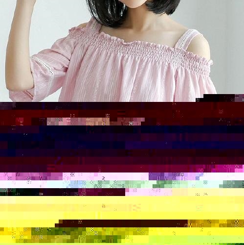 2166.オフショルダー トップス(ピンク)