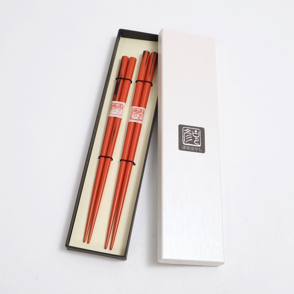 紀州根来塗り　夫婦箸　 手塗り漆　23.5cm22.5cm結婚祝い プレゼント ペア ギフト セット 贈り物 母の日 父の日 金婚式 銀婚式 定年 退職祝い お箸 男性 引き出物 両