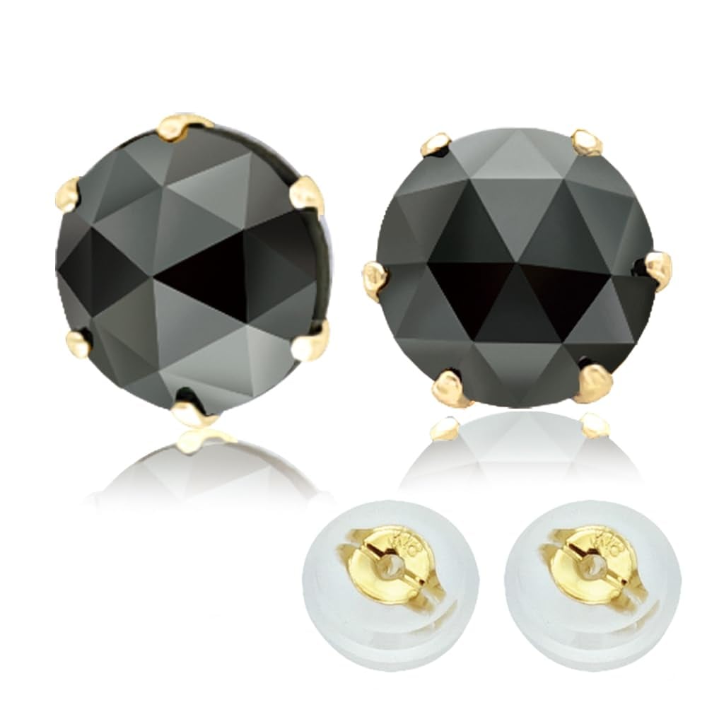 計0.4ct/Pt/K18/ブラックダイヤモンド ピアス 天然 ダブルロックキャッチ付 黒ピアス/プラチナ/ゴールド/Pt900/18金 (0.2ct×2)