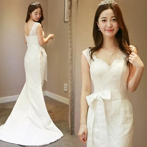 ウェディングドレス 二次会 マーメイドライン ウエディングドレス 安い 花嫁 ロングドレス 披露宴 結婚式 マーメイドドレス ブライダル サッシュリボン wedding 6,279円